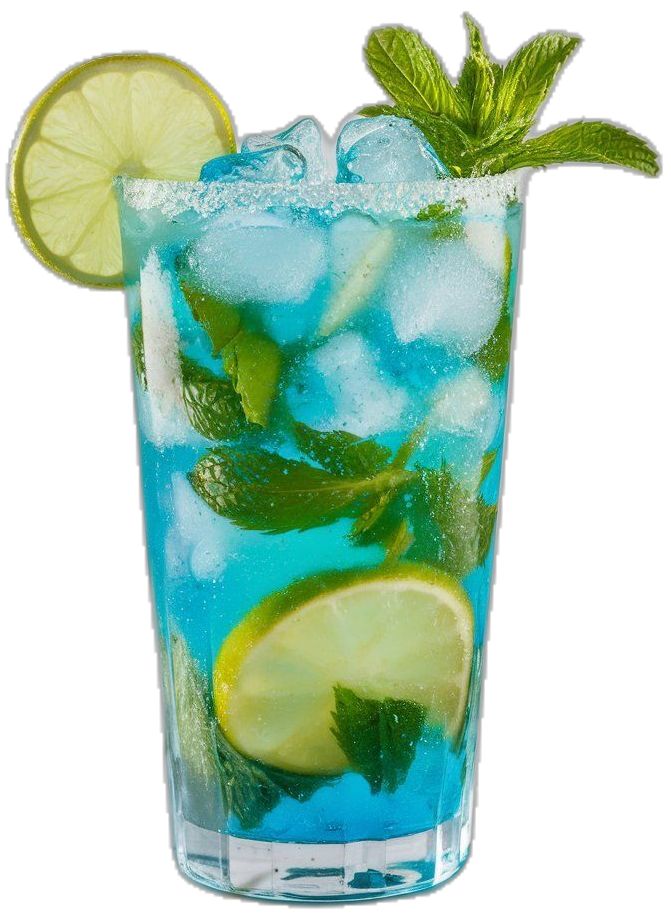 Blue curacao mojito with mint and lime